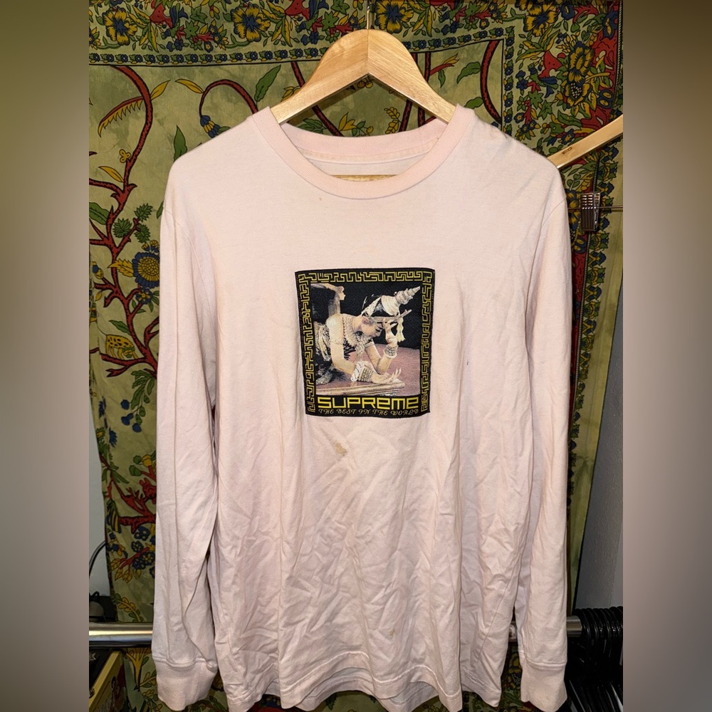 Supreme Pink Graphic Long Sleeve Shirt